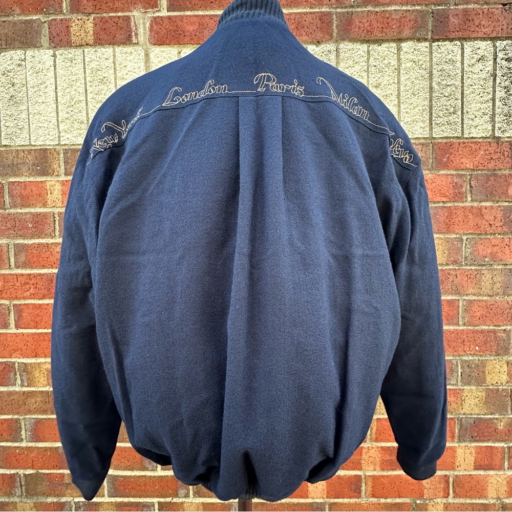 Stephanie by Suzelle Wool Bomber Jacket Gold Embroidery Vintage Lined Sz 12